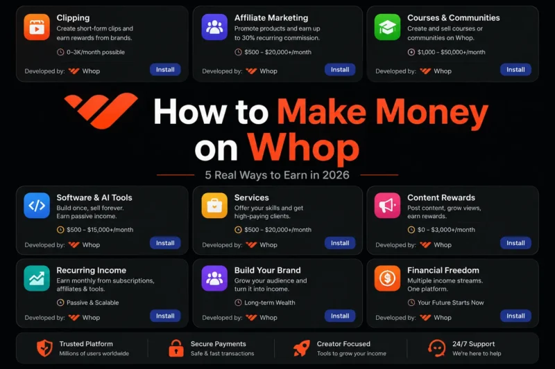 How to Make Money on Whop in 2026 — 5 Methods That Actually Work