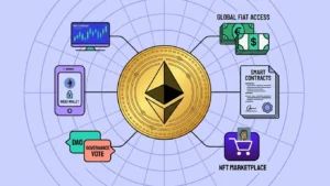 What is Web3 dApps in 2026 — Ethereum ecosystem diagram showing decentralised applications including DeFi NFT marketplace smart contracts and Web3 wallet