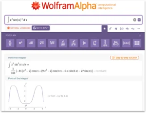 Best AI tools for students — Wolfram Alpha showing step by step calculus solution with integral graph for STEM subjects in 2026