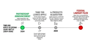 Apple sues OpenAI timeline — from ChatGPT partnership 2024 to federal lawsuit July 10 2026