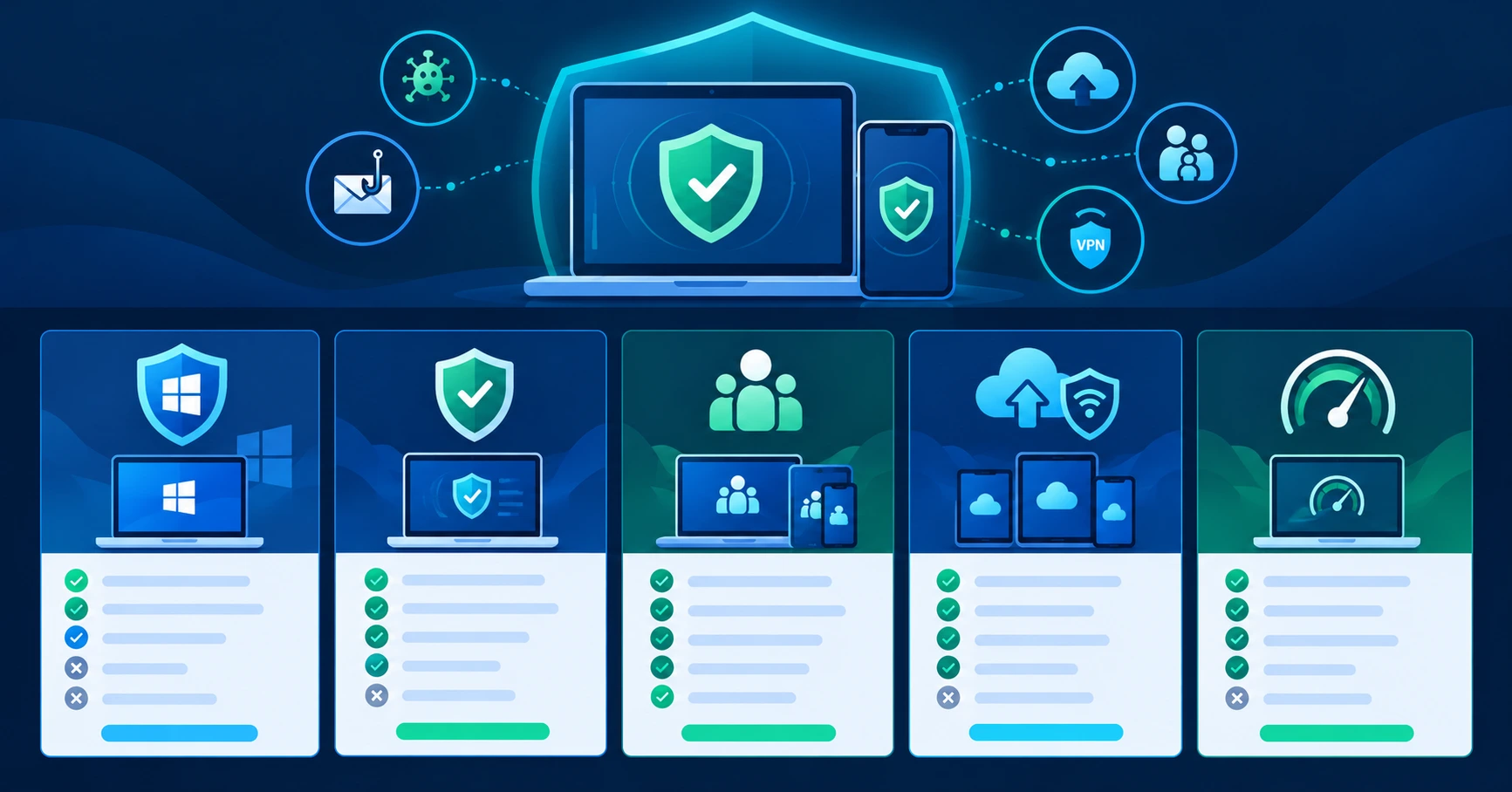 antivirus software — comparing Windows Defender, paid antivirus, family suites, and lightweight malware protection in 2026