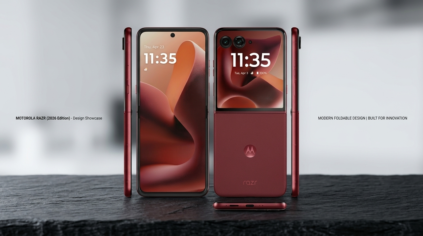 motorola razr 60 ultra — foldable flip phone showing its inner and cover displays in 2026
